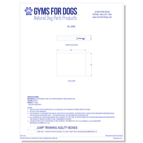 Jump Dog - Indoor Training Boxes - Indoor Only DL-JD06 - Jump Training Additional Adjustable Bumper Box 6” H