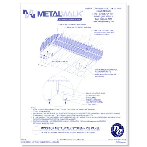 preview of 24” Wide Metalwalk®, No Handrail, FAB-LOK®, Perpendicular 