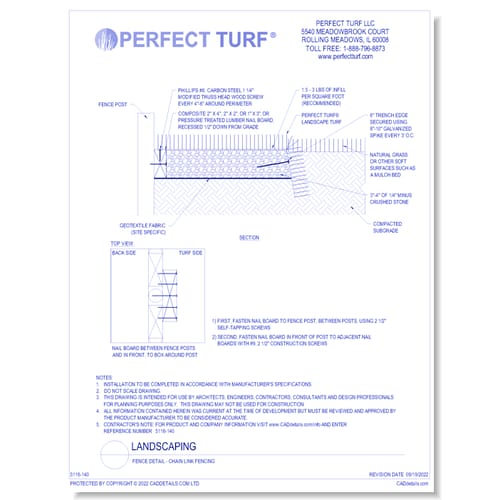 Synthetic Turf - Steel Wire Perimeter Barrier Detail