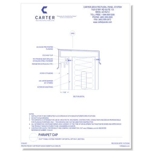 preview of EVO™ PANEL SYSTEM: Parapet Cap Detail Option 1 ( Section )