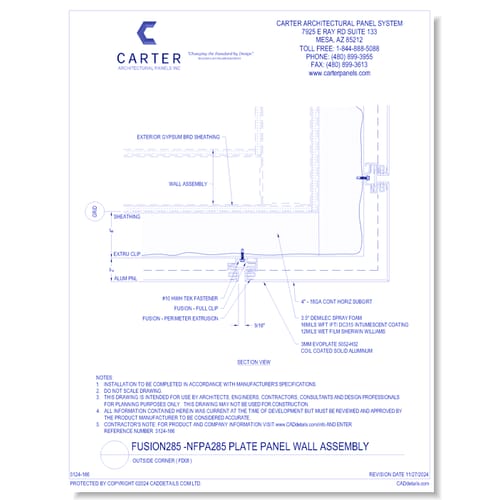 preview of Fusion285 - NFPA285 Plate Panel Wall Assembly: Outside Corner ( FD08 )