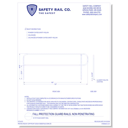 preview of 10' Pit Finish Safety Rail