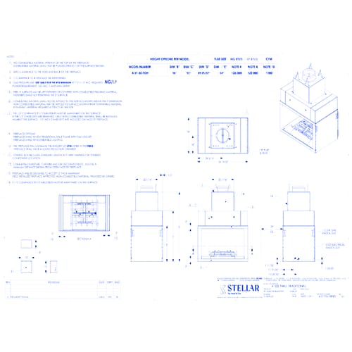 preview of Carina Open Hearth Traditional : 4' Double-sided Fireplace (30" Viewing Height)