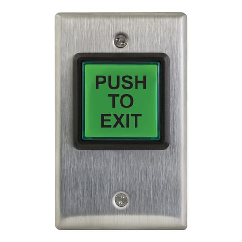 CM-30E: Illum 2" Sq.Switch Green,1Gang 'Push to Exit' preview 1