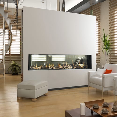 Indoor Flare See Through - Modern Linear Fireplaces
