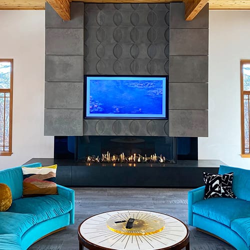 Indoor Flare Double Corner - Modern Bay Linear Fireplaces