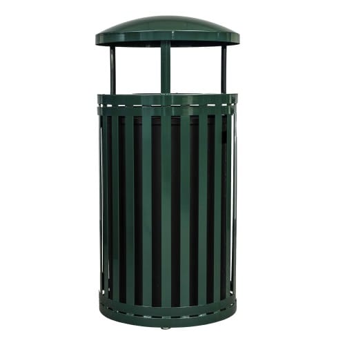 Streetscape Collection Outdoor Trash Receptacle with Flat Top and Rain Canopy - 45 Gallon preview 1