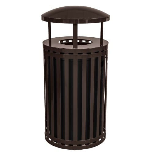 Streetscape Collection Outdoor Trash Receptacle with Flat Top and Rain Canopy - 45 Gallon preview 3