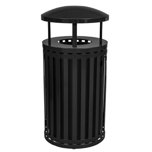 Streetscape Collection Outdoor Trash Receptacle with Flat Top and Rain Canopy - 45 Gallon preview 4