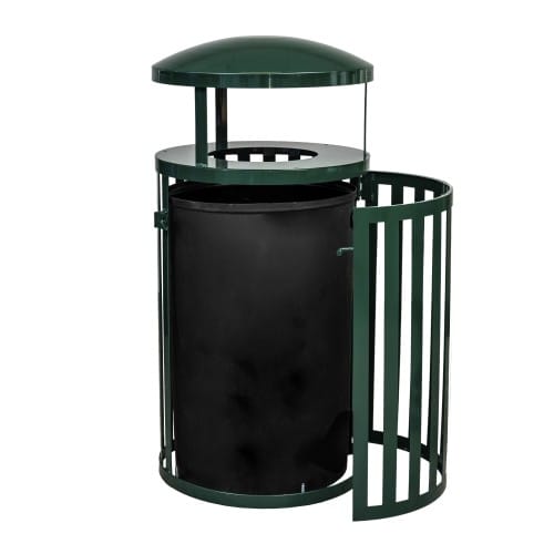 Streetscape Collection Outdoor Trash Receptacle with Rain Canopy and Door - 45 Gallon preview 2