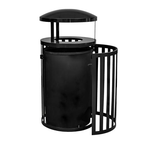 Streetscape Collection Outdoor Trash Receptacle with Rain Canopy and Door - 45 Gallon preview 4