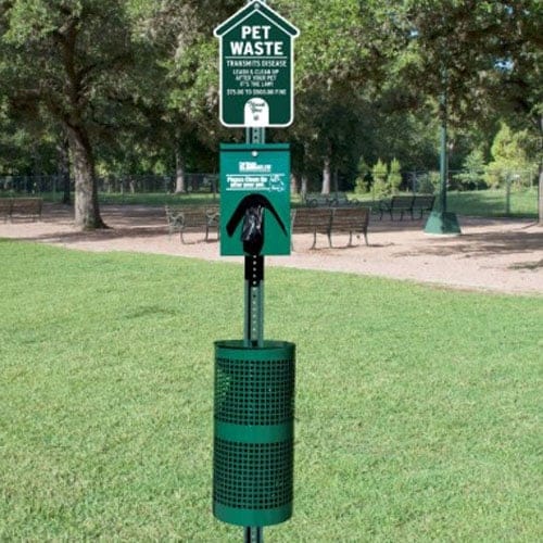 Metal Pet Waste Station - Dog House Sign (E32GRE) preview 1