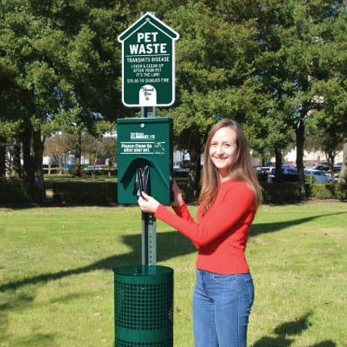 Metal Pet Waste Station - Dog House Sign (E32GRE) preview 2