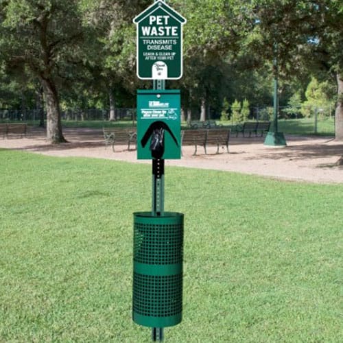 Metal Pet Waste Station - Dog House Sign (E32GRE) preview 3