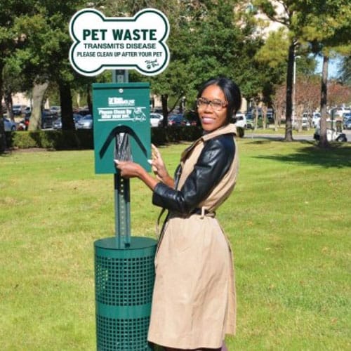 Metal Pet Waste Station - Bone Sign (E31GRE) preview 2