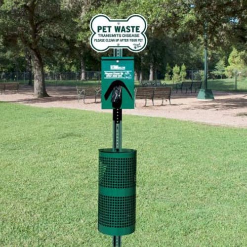 Metal Pet Waste Station - Bone Sign (E31GRE) preview 3