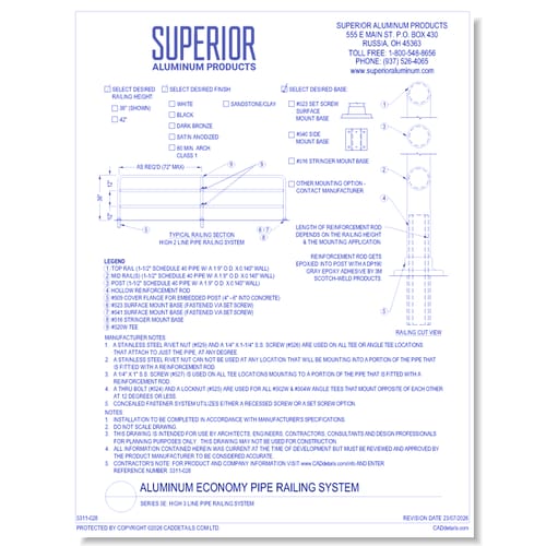 preview of Series 5E: High 3 Line Pipe Railing System