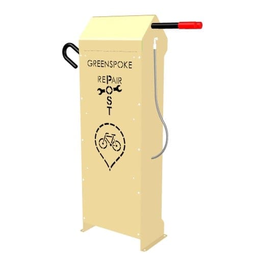 (RP-V5) Repair Post with Integral Tire Pump, Bike Repair Station, Surface Mount  preview 1