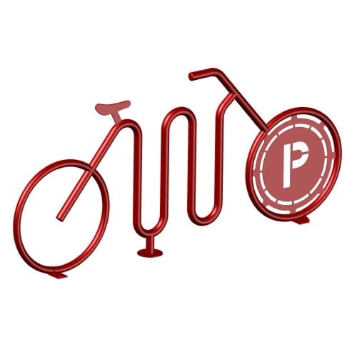 (851115-CL) Accordion Bike Shaped Rack, 5-Bike, with Custom Logo Plate, Surface Mount  preview 1