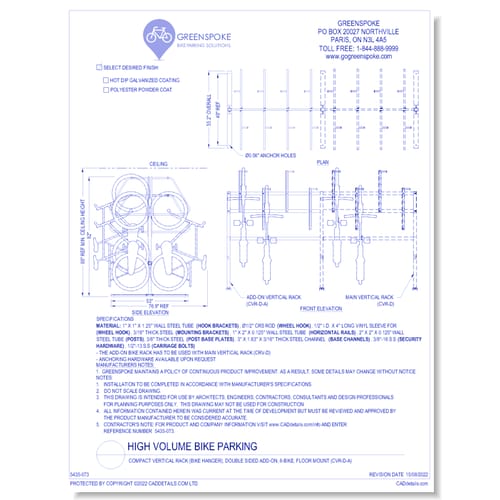 preview of (CVR-D-A) Compact Vertical Rack (Bike Hanger), Double Sided Add-On, 8-Bike, Floor Mount 