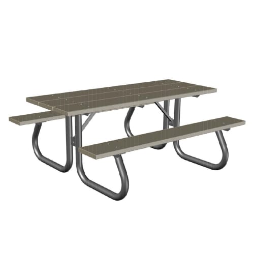 Traditional Picnic Table, 6', Heavy Duty Steel Frame, 2x10 Wood Planks, Surface Mount/Portable (650615) preview 1
