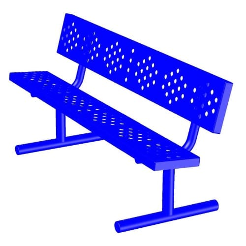 (650666) Traditional Park Bench, 6', Perforated Steel, In-Ground/Embedded  preview 2