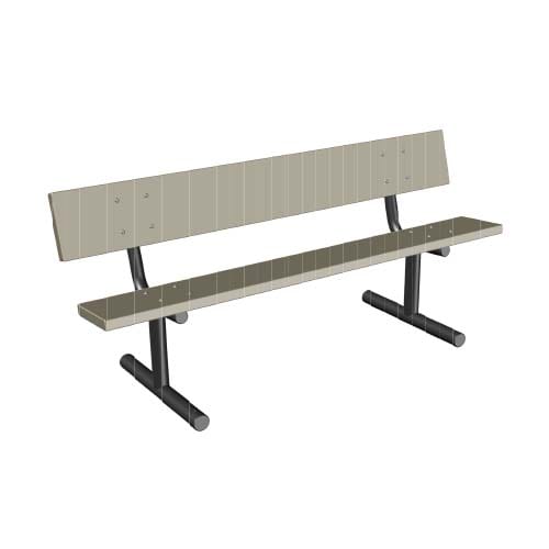 Players Bench with Back, 6', 2x10 Wood Planks, In-Ground/Embedded (772-6-GP) preview 1