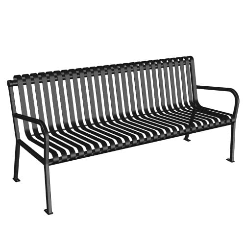 (222-6) Steel Bench, 6', Vertical Slats, Fully Welded, Surface Mount  preview 1
