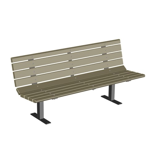 (552-6-SSA) Wood Bench, 6', with Arms, 2x4 Wood Planks, Surface Mount  preview 1