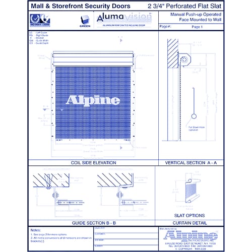 preview of Aluma-Vision® Face Mounted to Masonry: Manual Push-Up Operation