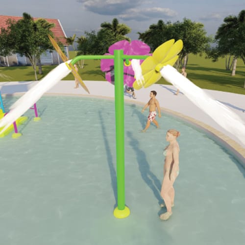 Interactive Water Features: Aqua Triple Acrylic Flower preview 2