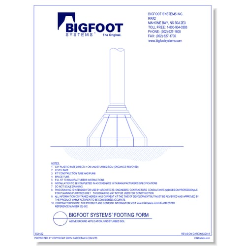 preview of BIGFOOT SYSTEMS® Footing Form:  Above Ground Application, Undisturbed Soil
