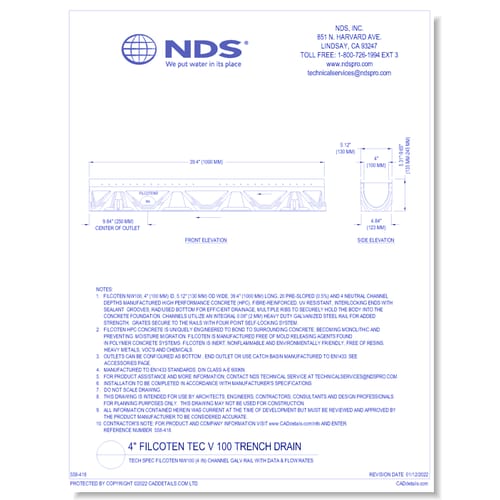 Spec Filcoten NW100 (4 in) Channel Galv Rail with Data & Flow Rates (Part 1)