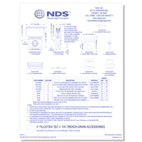 Spec Filcoten NW100 (4 in) Accessories