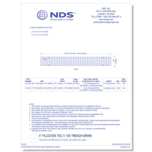 Grate: Spec Filcoten NW100 (4 in)  - GALV Mesh_ADA_LOAD B,C