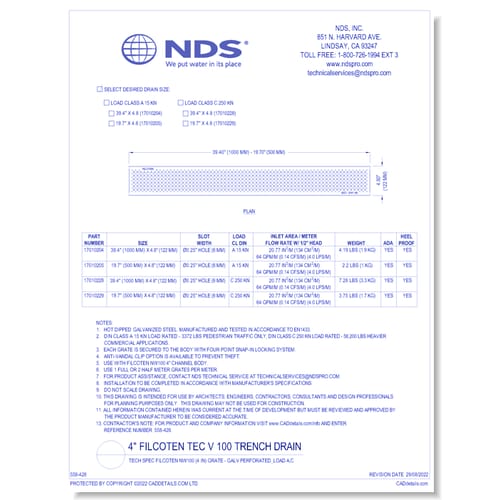 Grate: Spec Filcoten NW100 (4 in) - GALV Perforated_LOAD A,C