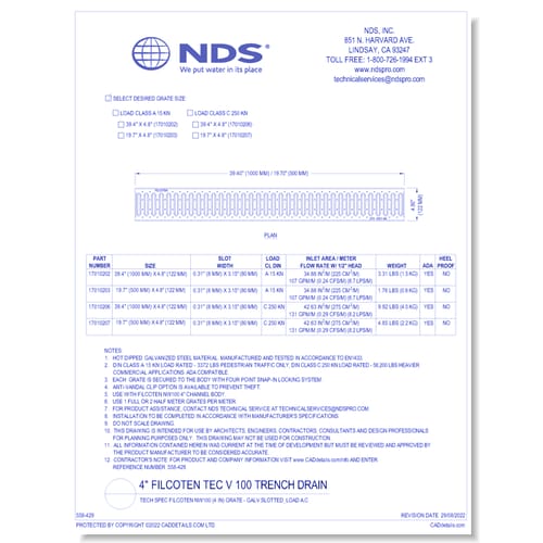 Grate: Spec Filcoten NW100 (4 in) - GALV Slotted_LOAD A,C