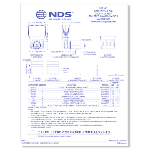 Spec_Filcoten NW200 (8 in) Accessories