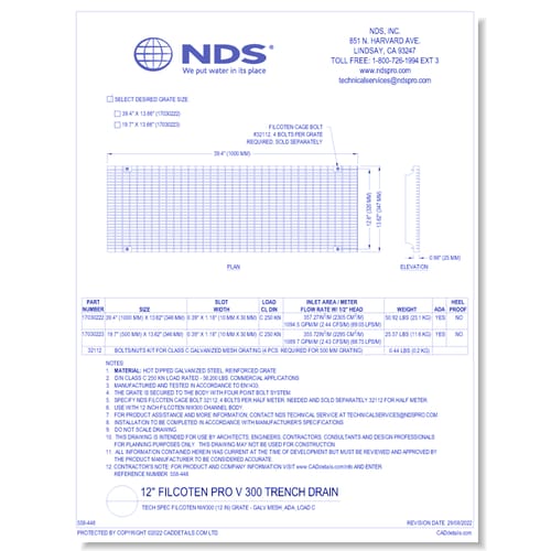 Grate: Spec Filcoten NW300 (12 in) - GALV Mesh_ADA_LOAD C