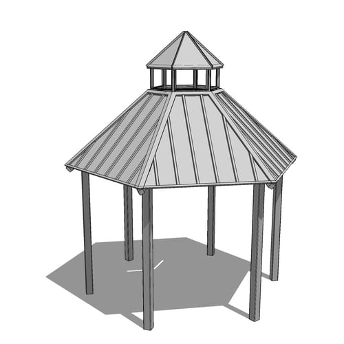 Steel Structure: Oxford – Hexagon, High Pitched, Hip Roof Gazebo, Cupola Included