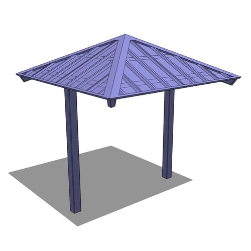 Steel Structure: Hip Roof Sunshelter – Hip Roof Square Shelter