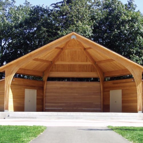 Bandshell – High Pitch, Half Hexagon Wood Shelter preview 3