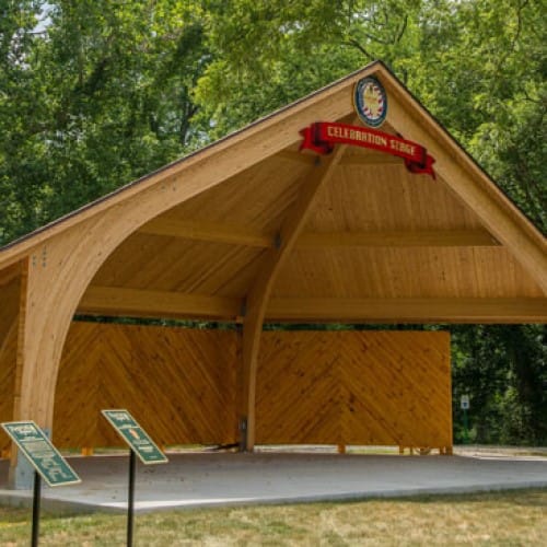 Bandshell – High Pitch, Half Hexagon Wood Shelter preview 1
