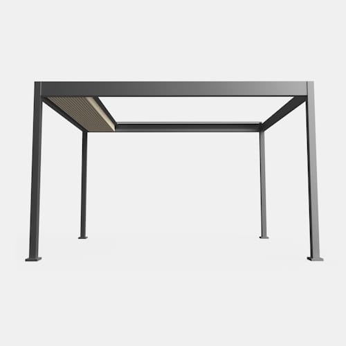 R-WEAVE™ Retractable Fabric Pergola: Motorized Fabric Roof (Retracted)