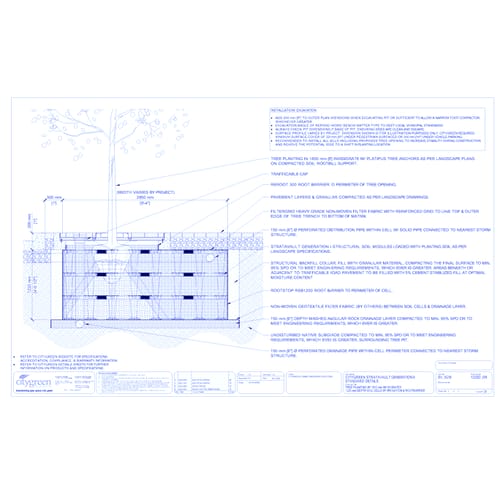 preview of StrataVault™ Tree Planting w/ Invisigrate™ 1800 mm Tree Grates - 1225 mm Depth Soil Cells w/ Irrigation and Root Barrier (Distribution)