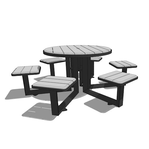 preview of Carousel wood inlay, 6-seat (backless), 47" circular with straight slats, 96" x 96" x 32" (CART4-3-6-1)
