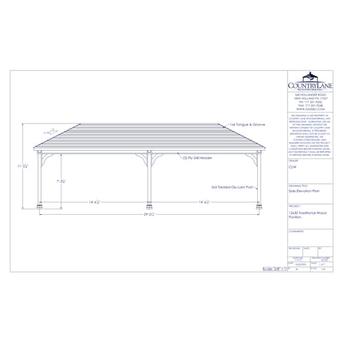 preview of 12' Wide - Traditional Wood Pavilion
