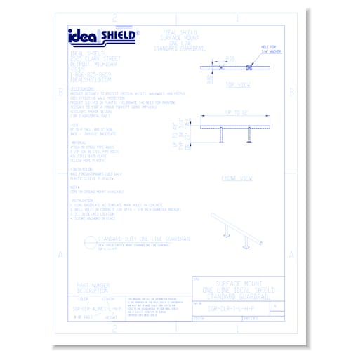 preview of Surface Mount One Line Standard Guardrail System