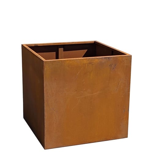 Medium Cube Corten Steel Planter (3-9704-R) preview 1