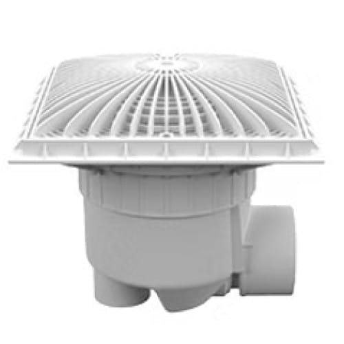 12MFxxxSSB: 12" Square MoFlow™ Suction Outlet Cover with PVC Side 3'' Socket x 4'' Spigot Port Sump preview 1